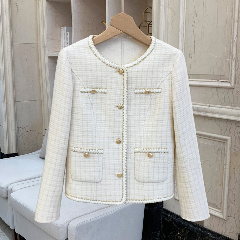 2025 plaid jacket coarse wool short jacket designer jacket women's new autumn and winter wool short jacket autumn and winter new luxury jacket