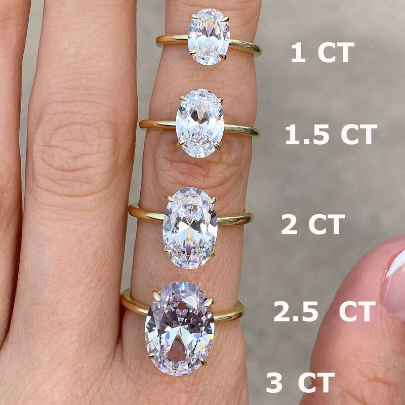 Sterling Silver Promise Solitaire 3ct Oval Shape Engagement Female Silicon Stone Ring