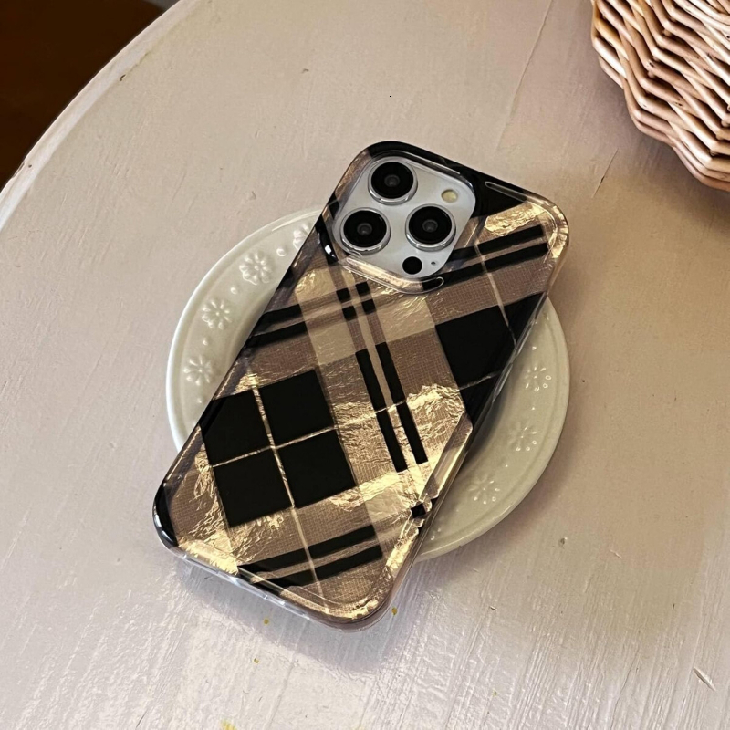Black Checkered Aesthetic Bling Phone Case for iPhone 16/15 ,Trendy Timeless Glitter Cool Girls Women Preppy Design Protective Cover for iPhone 14/13