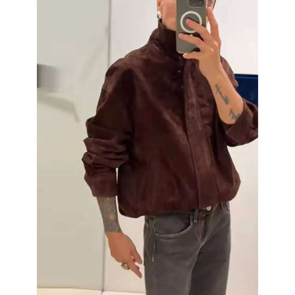 TFMLN Autumn Winter Women's Suede Jackets Fashion Loose Long Sleeves Elegant Warm Coat Chic Street Leisure Zipper Coats