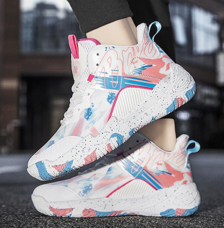New Mandarin Duck Basketball Shoes Men's Mid Top Casual Sneakers Junior High School Students Professional Practical Trendy Sports Shoes Z 10.1-6