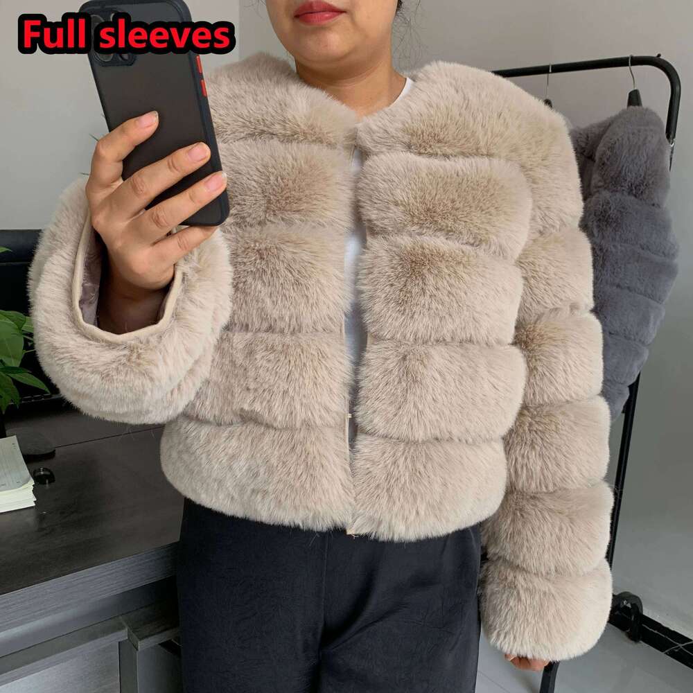 Women's Fashion Faux Coat Super Hot Autumn Winter Women Short Faux Fox Fur Fluffy Jacket High Quality 7Xl Ladies Furry Coats