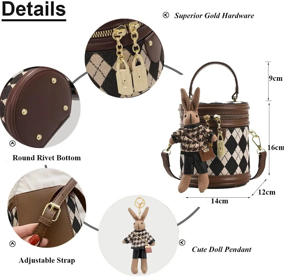 Womens Bag for Women Fashion Zipper Small Handbags For Women Leather Bucket Shoulder Bag Trend Pendant 250930