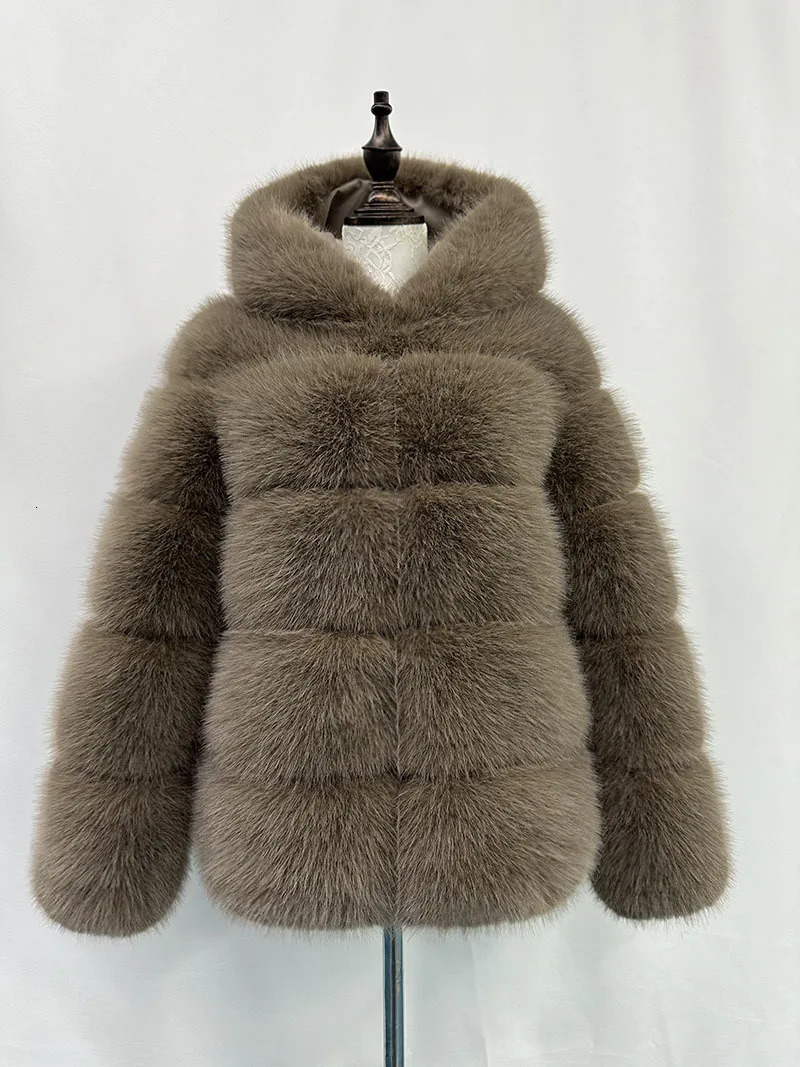 HOOOFUR Faux Fur Coat with Hat Thickened Warm And Stylish Outerwear for Fashionable Cold Weather 250930