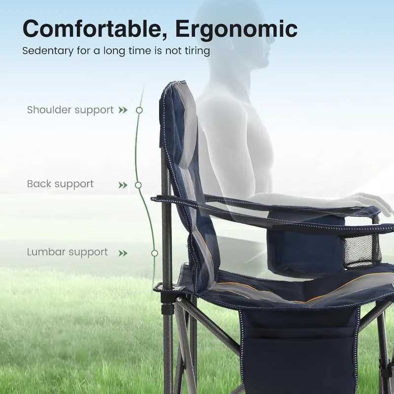 Oversized Portable Camping Folding ChairHeavy Duty Foldable Outdoor ChairCamp Chair w Cup HolderSupport 450 LBS2 PackBlue J250930