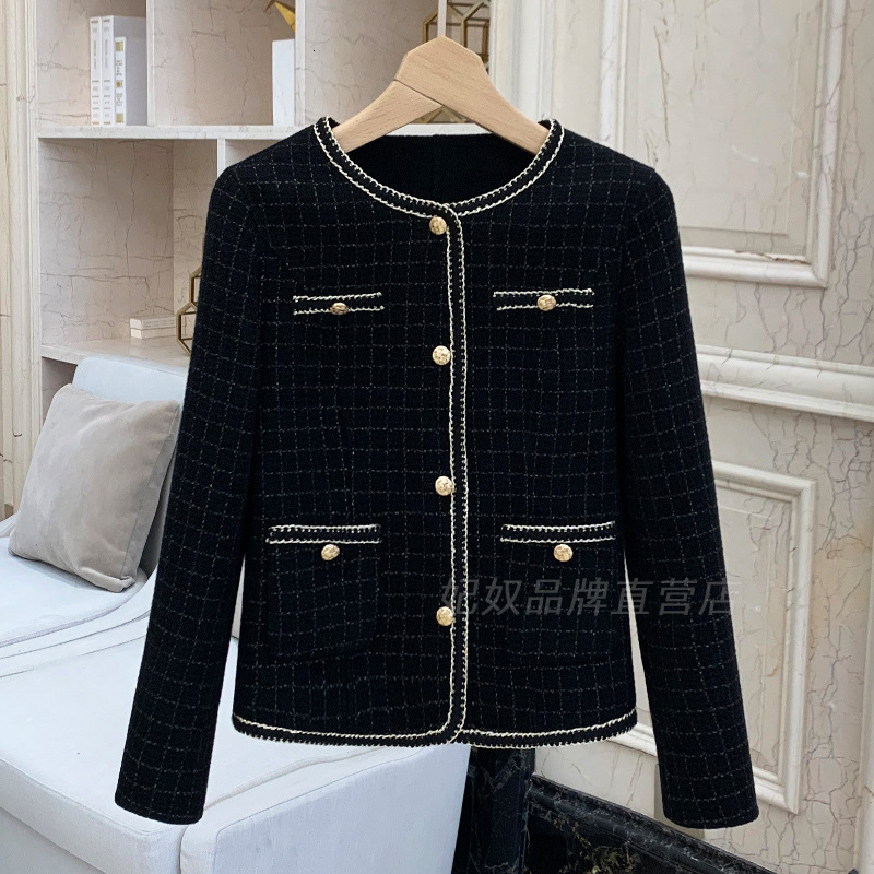 2025 plaid jacket coarse wool short jacket designer jacket women's new autumn and winter wool short jacket autumn and winter new luxury jacket