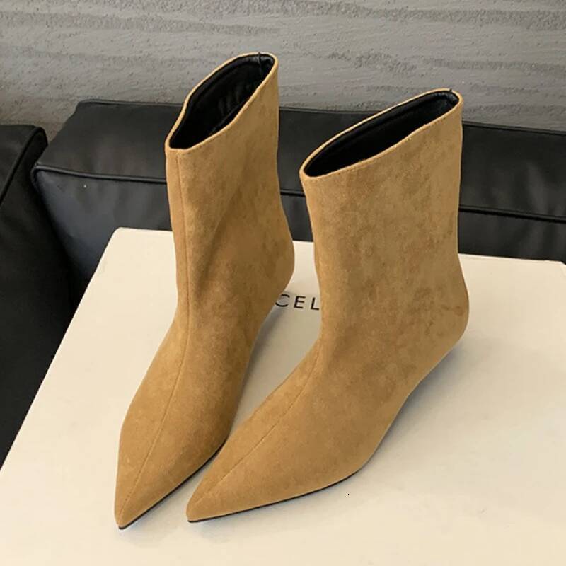 Autumn Winter Pointed Toe Ankle Boots Women Designer Vintage Thin Low Heel Shoes Modern SHort Botas Zapatos De Mujer ddmypanda - view 6