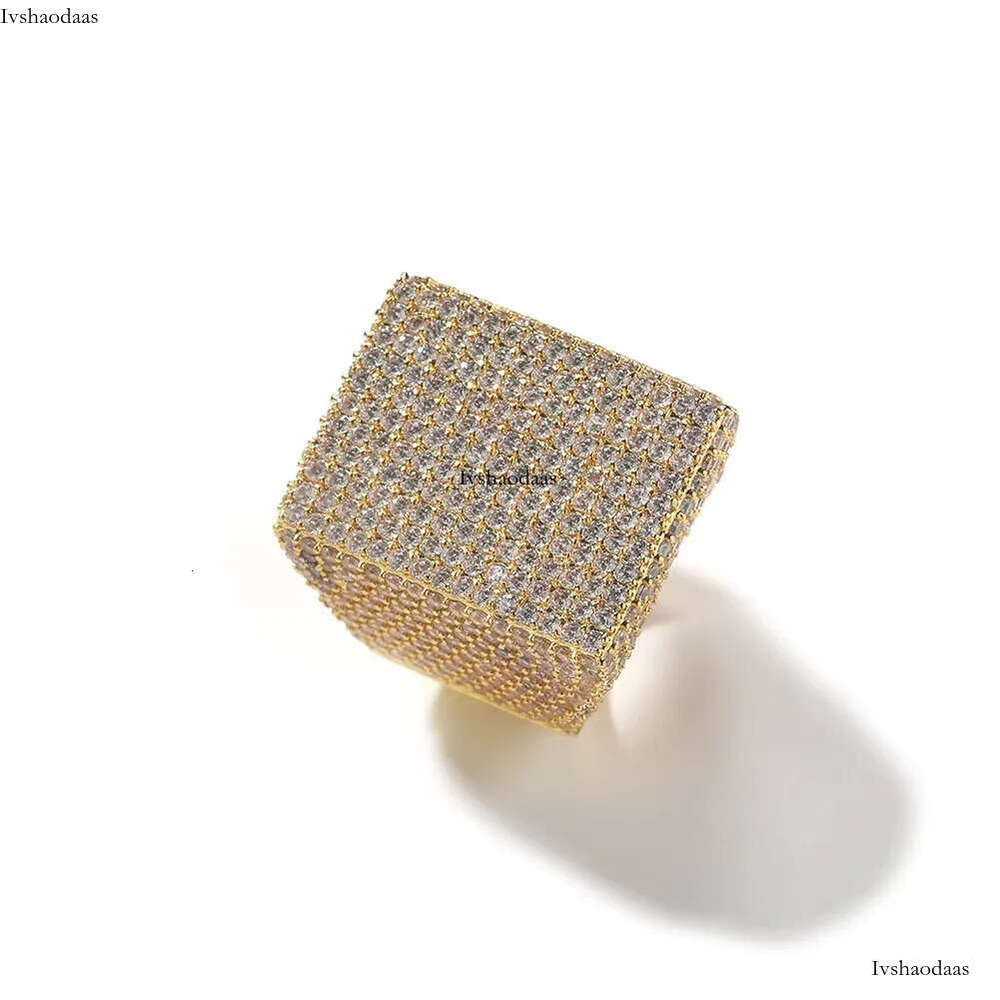Men's moissanite dia GRA authentication personality exaggerated Ice block Hip Hop trendy gold sterling sier cuban women ring