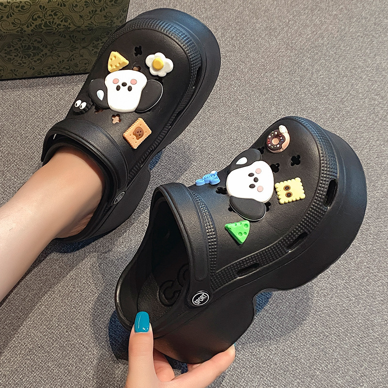 Women's New Summer Outdoor Versatile Thick Soft Sole Height Increasing 9cm Hole Slippers ddmymarket