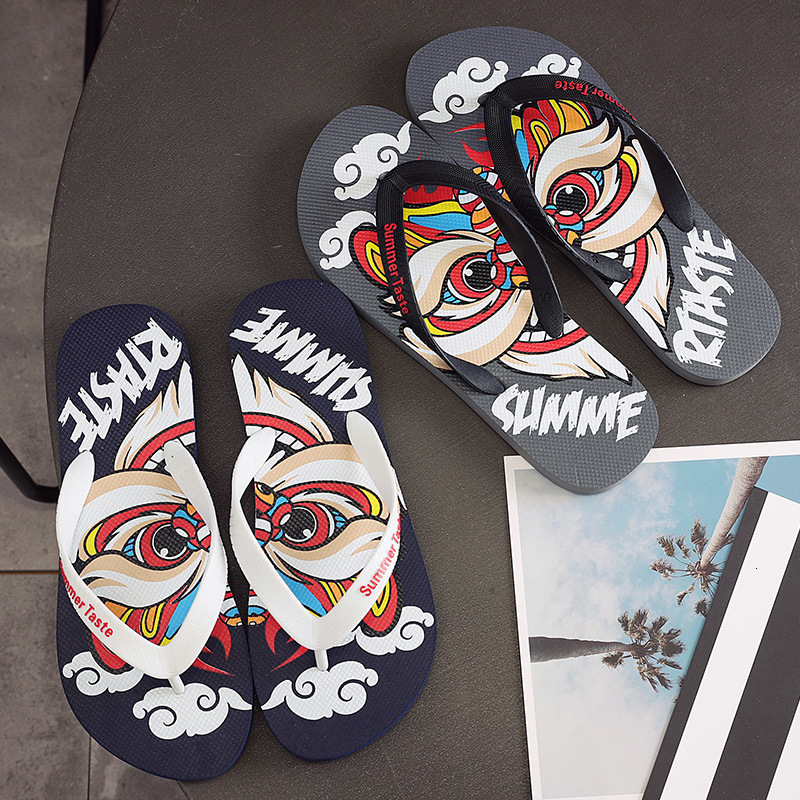 Personalized Casual Flip-Flops for Men, Non-Slip National Trend Flip-Flops, Trendy Outdoor Beach Shoes, 2025 New Model ddmymarket