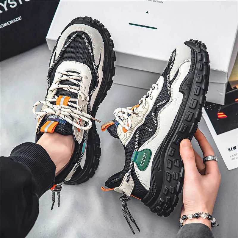 Mens Sneakers 2025 Autumn Breathable Mesh Casual Running Shoes Thick Sole Comfortable Lace Up Non Slip Outdoors Sports Shoes Z250930