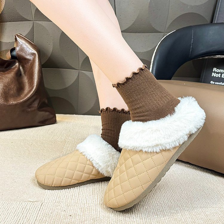 Designer shoes free shipping 2025 Autumn Winter New Velvet Home Anti slip Thick Bottom Warm Slippers for woman