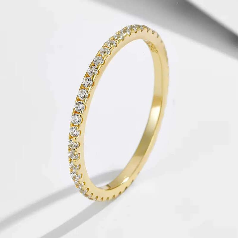 DHCollections Hot Sale S Sier Ring Gold Plated Delicate Bg Dia Cubic Zirconia Cz Pave Engagement Rings for Women