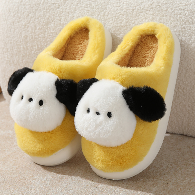 Cotton Women, Autumn and Winter Indoor Cute Puppy Plush for Men, Home Warm Non-Slip Thick Sole Couple Slippers ddmymarket