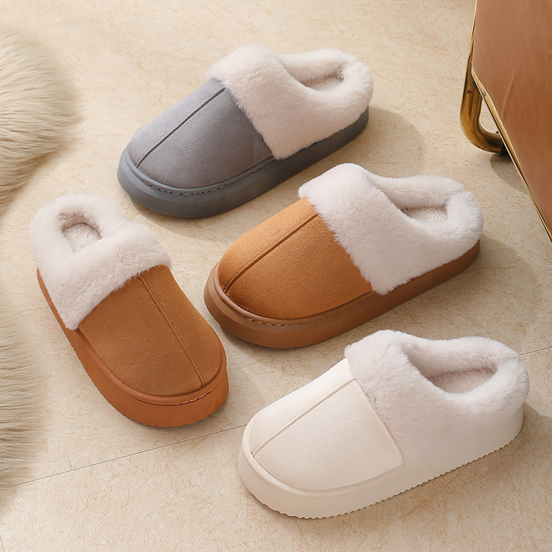 Women's Cotton 2025 New Indoor Home Non-Slip Furry Slippers Men's Winter Couple Outdoor Wear ddmymarket