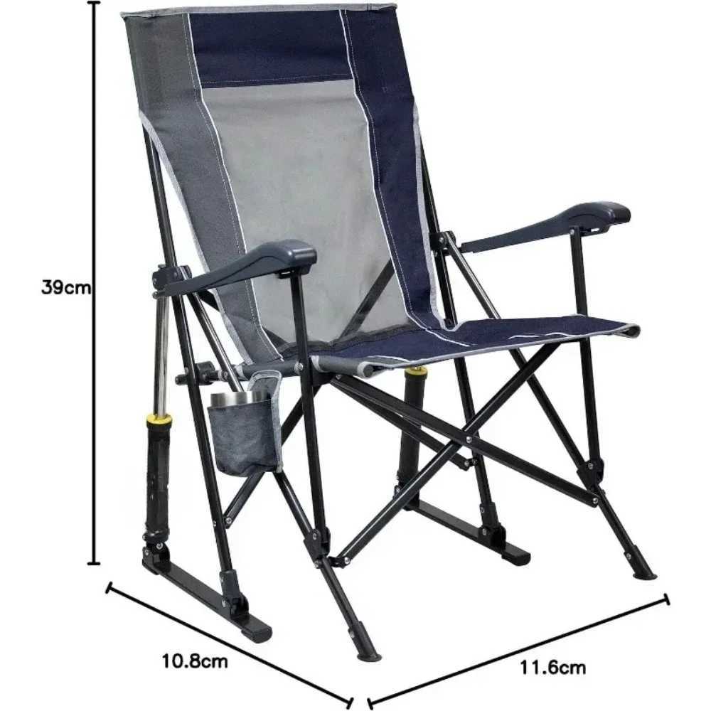 Tool Camping Chair Portable Folding Rocking Chair with Solid Durable Armrests Backrest Blue Guaranteed Authentic J250930