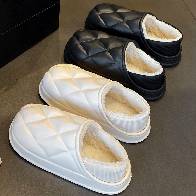 Autumn Winter Waterproof Cotton Slippers Women Couples Indoor Outdoor Wear Fleece Lined Non-Slip Warm Maternity Shoes for Men ddmymarket