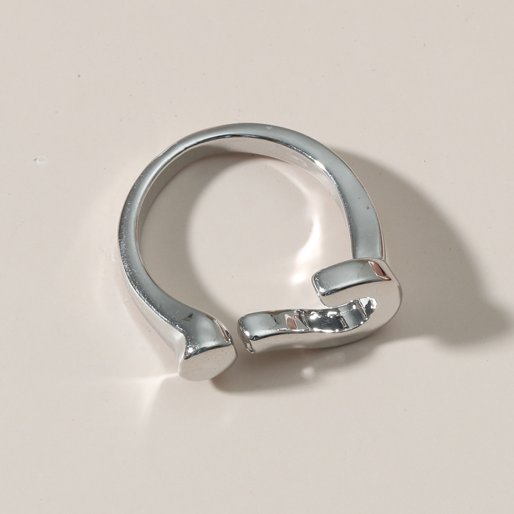 Korean Version Ins Cold Style Creative Open Question Mark Niche Design Minimalist Internet Celebrity Personality Index Finger Ring for Women