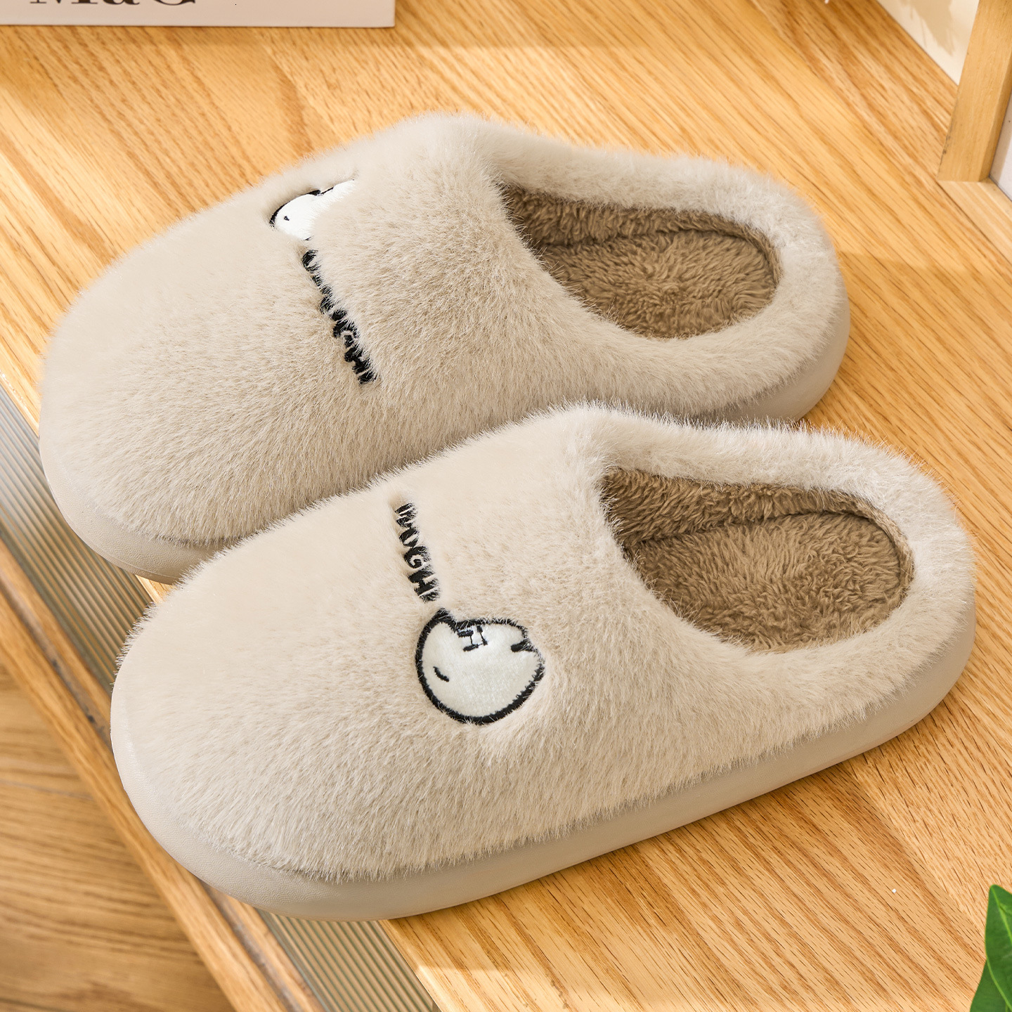 Women's Winter 2025 New Indoor Home Warm Plush Antibacterial Household Cotton Slippers for Men ddmymarket