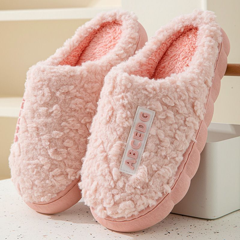 Alphabet Women, Autumn Winter Home Use, Non-Slip Thick Sole Couple Cotton Slippers for Men, Indoor and Outdoor Wear ddmymarket