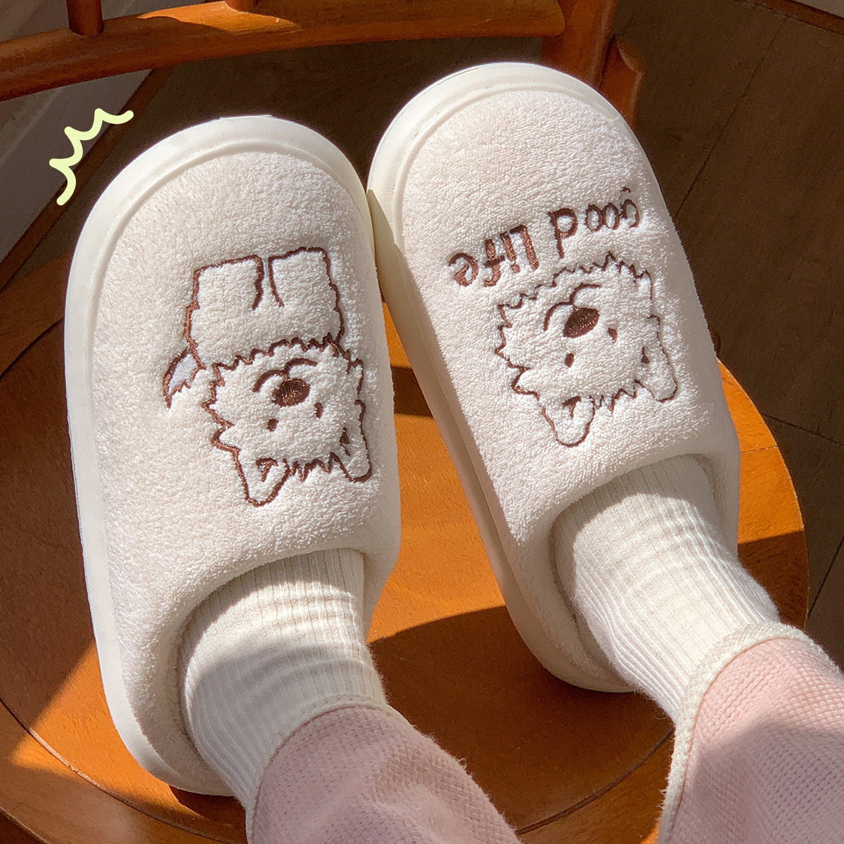 Cute Puppy Cotton Women 2025 New Winter Indoor Home Couple Warm Furry Slippers for Men ddmymarket