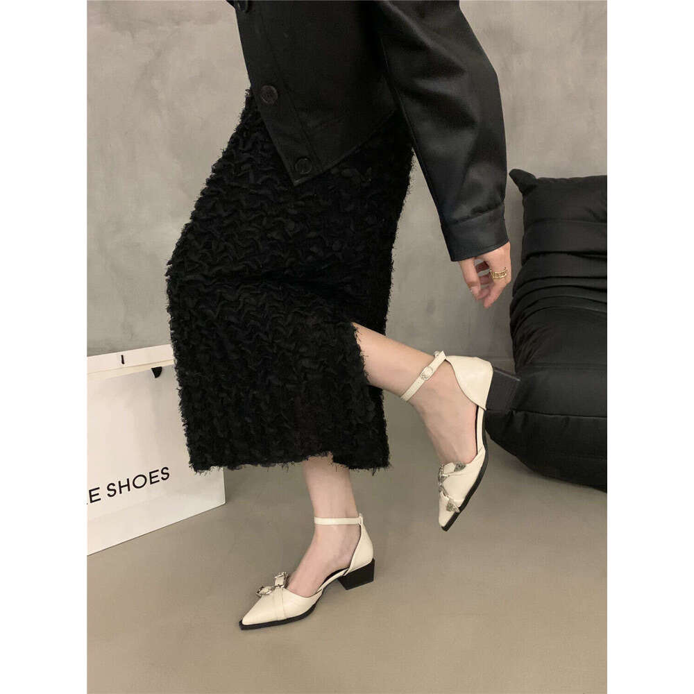 French Style High heel Sandals for Women 2025 Spring and Autumn New Pointed Toe Stiletto Ankle Strap Hollow Professional Fashion Single Shoes