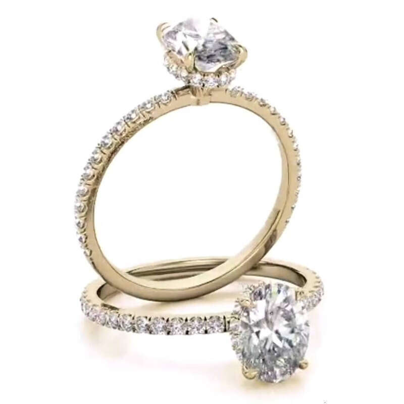 S Sterling Silver Gold Plated 1/2/2.5/3/4/5/6ct Oval Cut D VVS Moissanite Single Engagement Wedding Ring