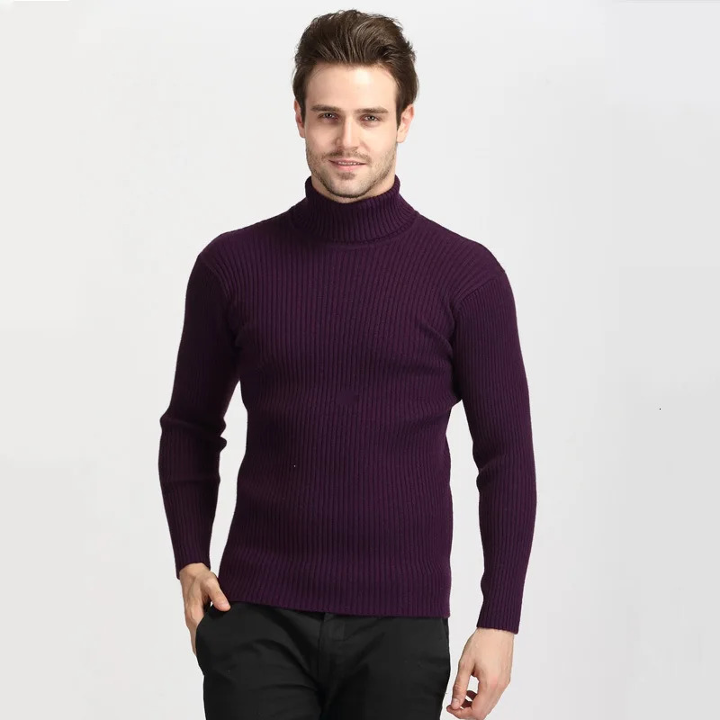 Turtleneck Pullovers Sweaters Men Autumn Winter Solid Color Long Sleeve Knitting Sweater Thickening Mens Bottoming Shirt 250930