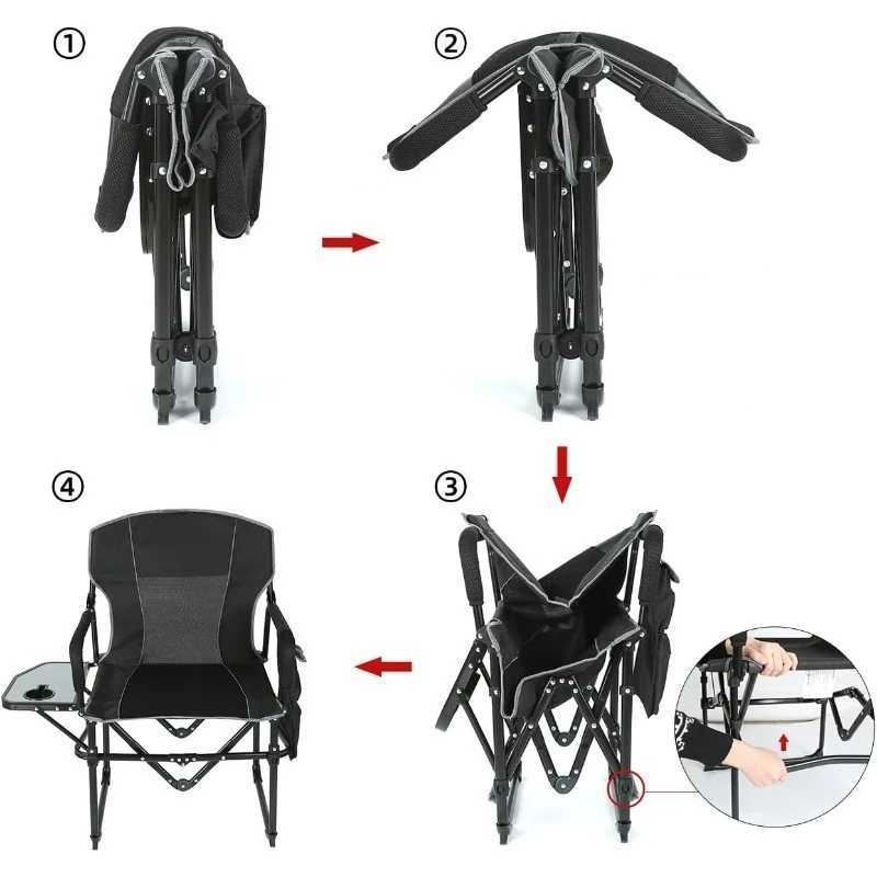 Folding Camping Chair with Storage Pocket and Side Table Compact Portable Camp Chairs Outdoor for Camp Lawn Hiking Fi J250930