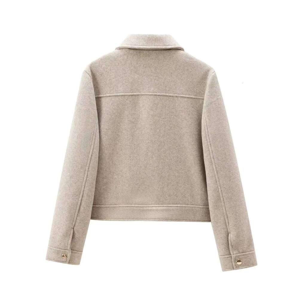 Zipper New Winter Long Sleeve Pocket Outerwear Coat Short Street Elegant Women's Jacket
