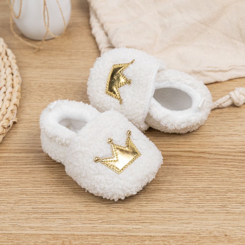 Fashion Design Crown Winter Lamb Down Newborn Baby Girls Boys Kids Toddler Shoes Warm and Non Slip First Walker shoes 0-18M Months K0021