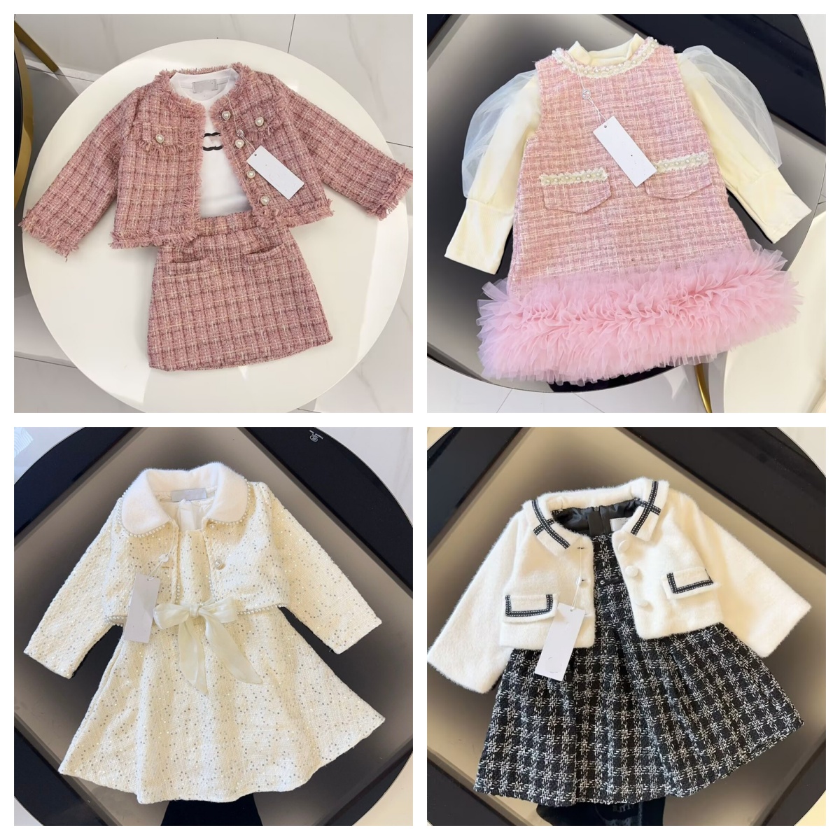 Designer girl's dress with fashionable and classic prints baby girl dress set girls' kids clothing size 90-160CM A38