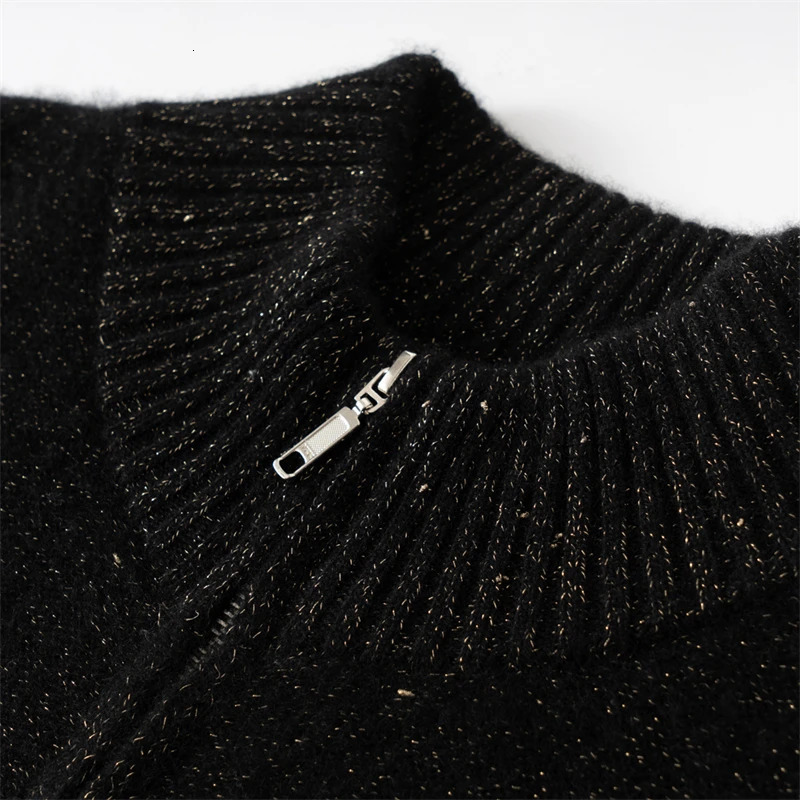 550g 100 Pure Cashmere Sweater Mens DoublePly Thickened Golden Bean Yarn Cardigan Loose Knitted Base Shirt 250929