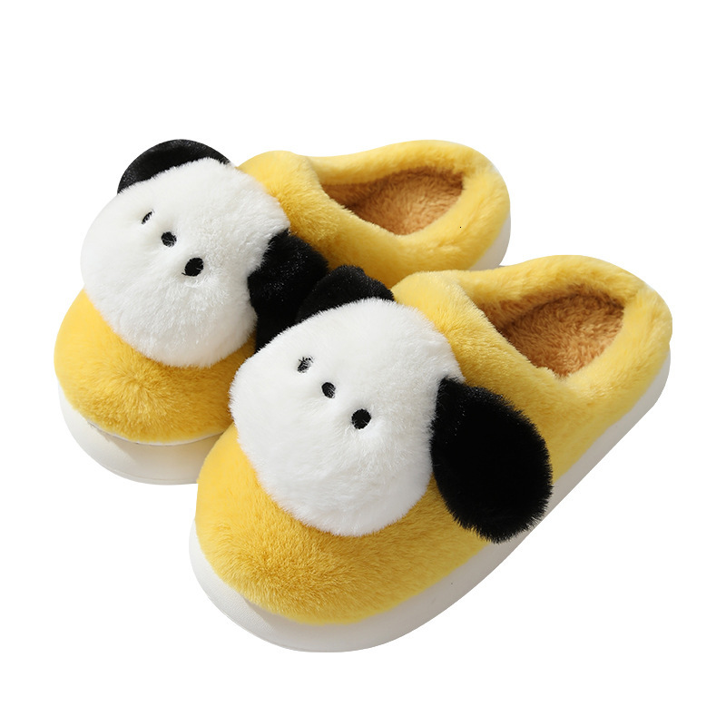 Cotton Women, Autumn and Winter Indoor Cute Puppy Plush for Men, Home Warm Non-Slip Thick Sole Couple Slippers ddmymarket