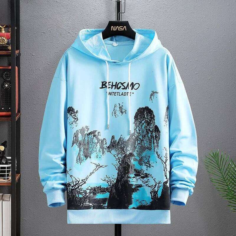 Sweatshirts for Man Hooded Anime White Men's Clothing Hip Hop Manga Hoodies Aesthetic Streetwear New in Pastel Color Cotton Emo