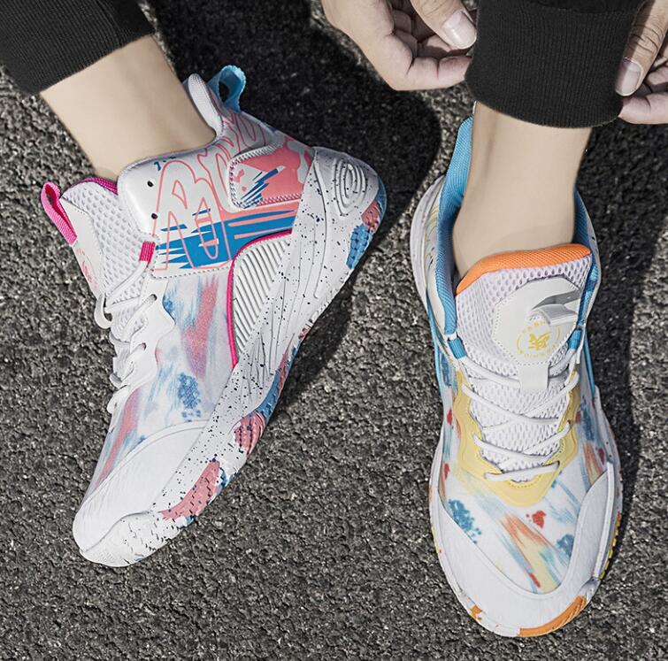 New Mandarin Duck Basketball Shoes Men's Mid Top Casual Sneakers Junior High School Students Professional Practical Trendy Sports Shoes Z 10.1-6