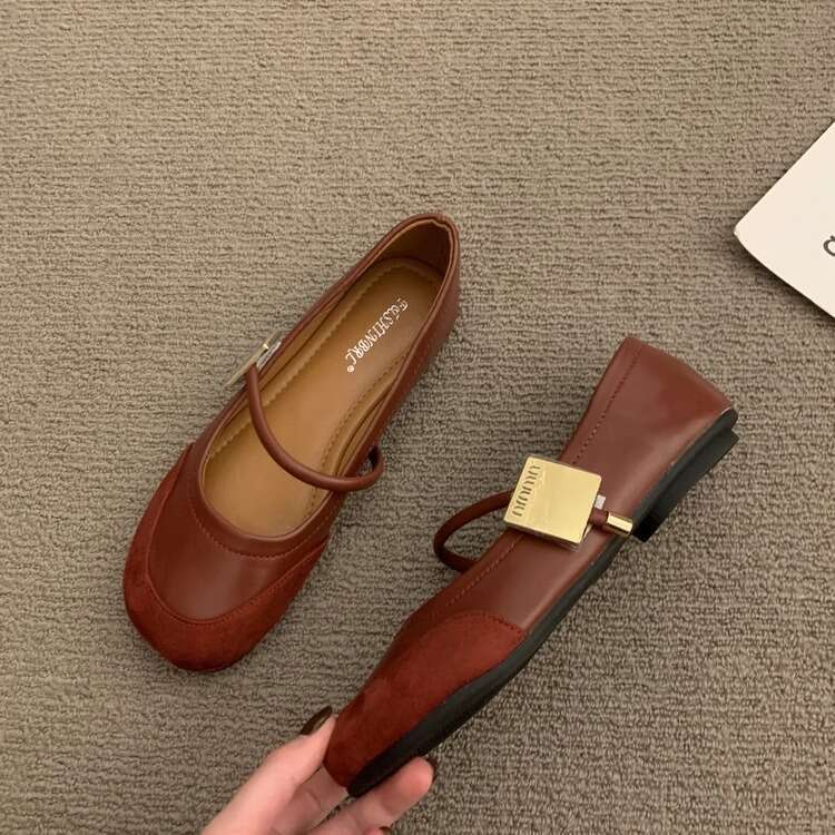 Red Mary Jane for Women 2025 Spring Round Toe Soft Surface One Strap Shallow Mouth Style Single Shoes Loafers French Sweetheart