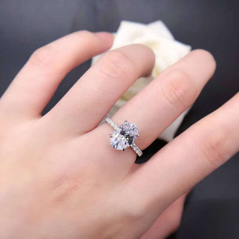 S Sterling Silver Gold Plated 1/2/2.5/3/4/5/6ct Oval Cut D VVS Moissanite Single Engagement Wedding Ring
