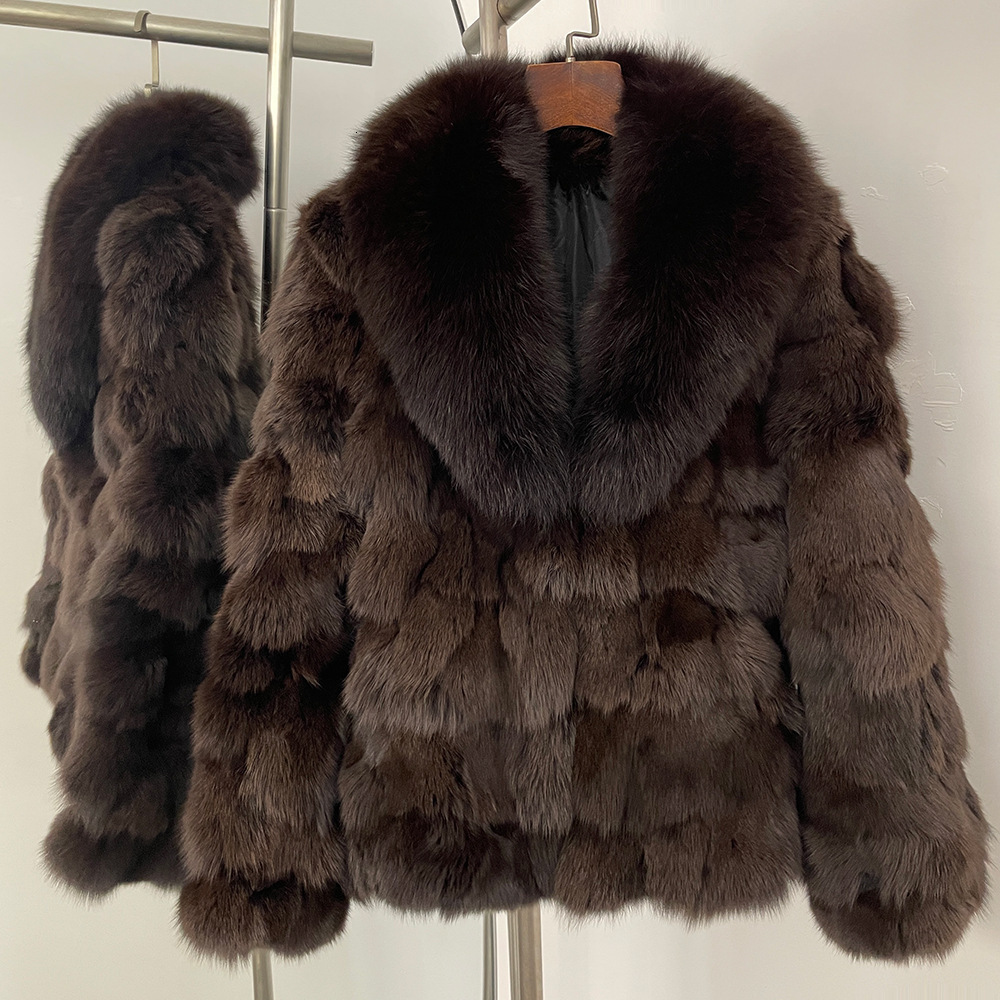 Haining Fur Winter New Fur Coat for Women Short Round Neck Thickened Fashion Fur Integrated 240930