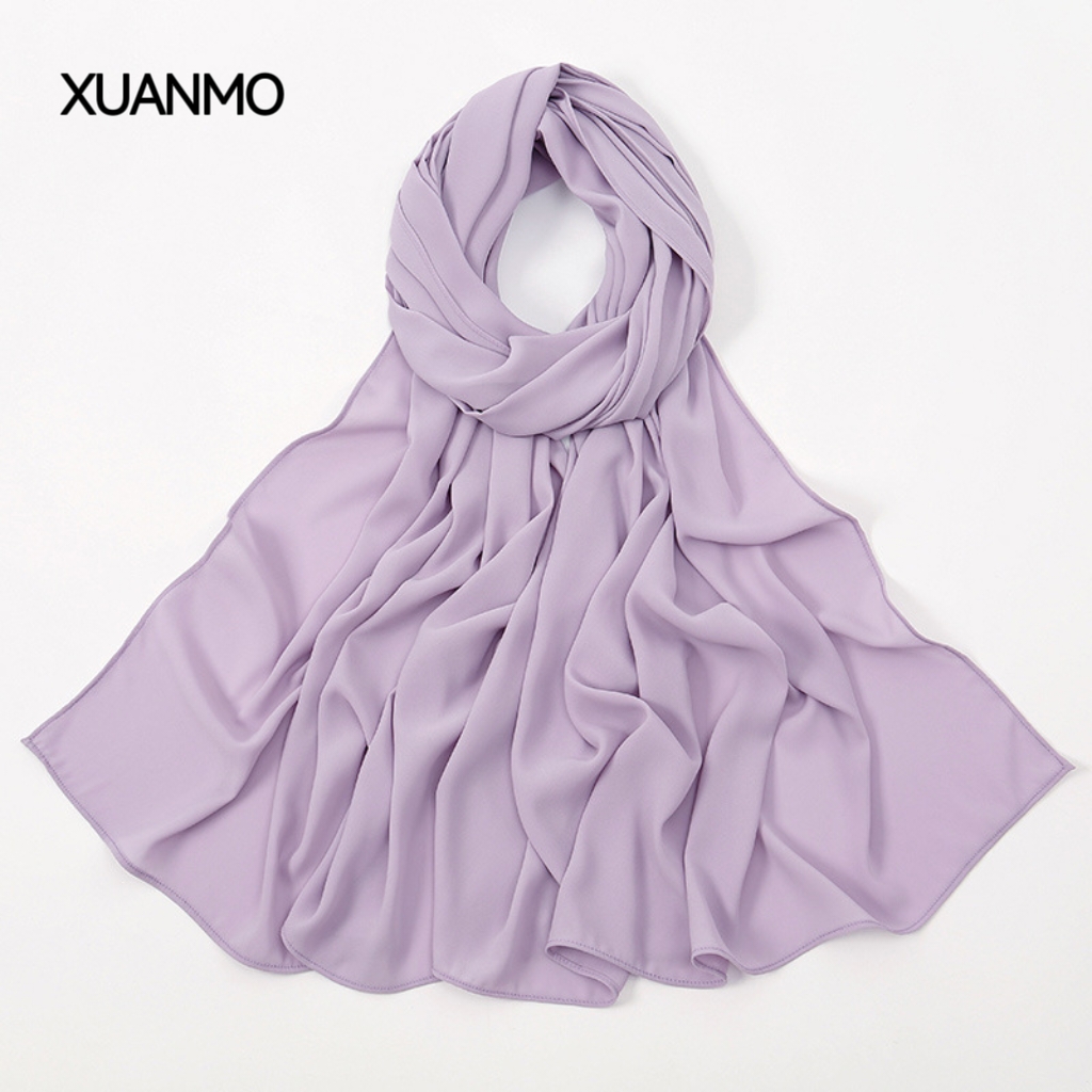 K2005 Breathable long chiffon headscarf new solid color triangle headscarf women's versatile Muslim scarf accessories