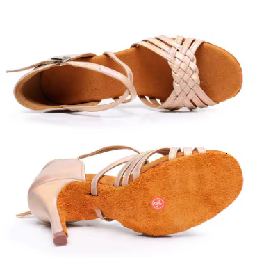 DKZSYIM Latin Dance Shoes For Women Ballroom Tango Jazz Satin Suede Soft Sole Practice Sandals High Quality High Heels7.5/8.5CM