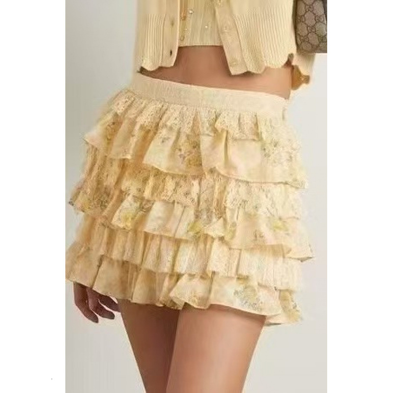 2025 Spring Summer Printed Lace Shirt A-line Flared Cake Skirt Bestseller dongdumaoyi