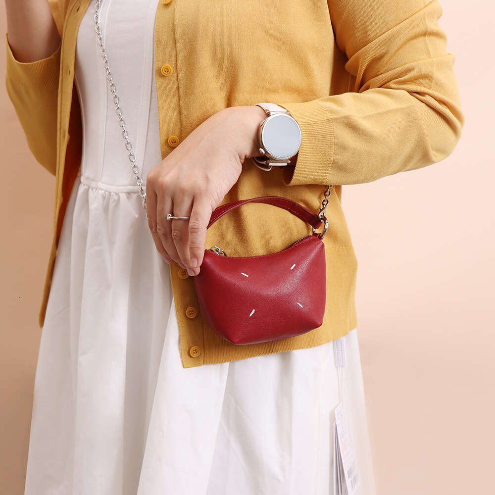 Genuine Compact Coin Purse Women's Handheld Small Portable Key Lipstick Storage Soft Leather Single Shoulder Crossbody Bag