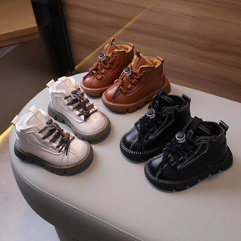 Winter Kids Snow Boots Thick Plush Warm Boys Cotton Shoes Kidszworld Fashion Toddler Leather Boots Waterproof Children Short Boots Sizes 21 - 30 K0105