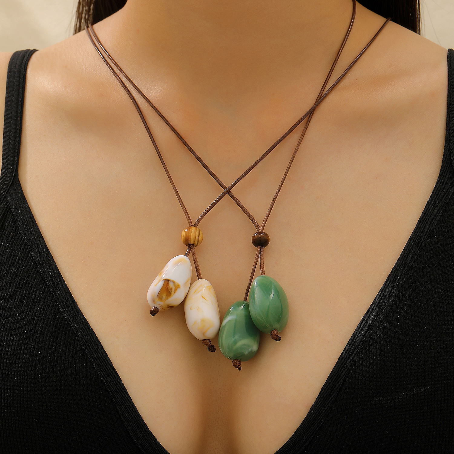 Bohemian Long Necklace New Chinese Style Irregular Braided Rope Collarbone Autumn Winter Sweater Chain for Women