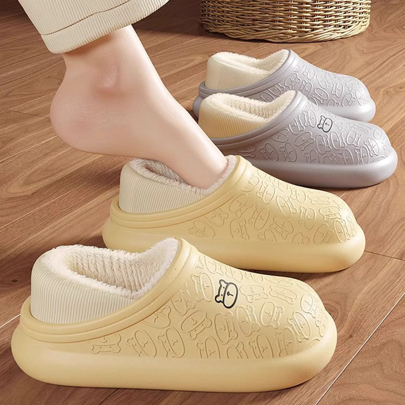 Waterproof Slippers for Women, Winter Indoor Warm Thick Cotton Shoes, Soft and Comfortable Plush Maternity Shoes ddmymarket