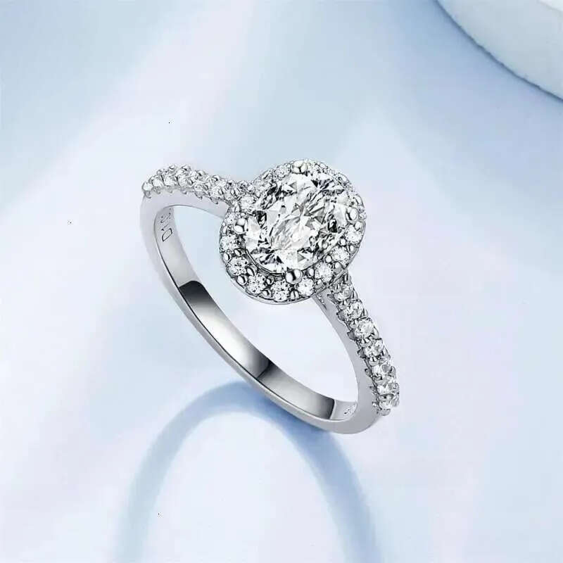 rings 1ct moissanite jewelry sterg sier cluster oval d color dia white gold engagement fashion lady