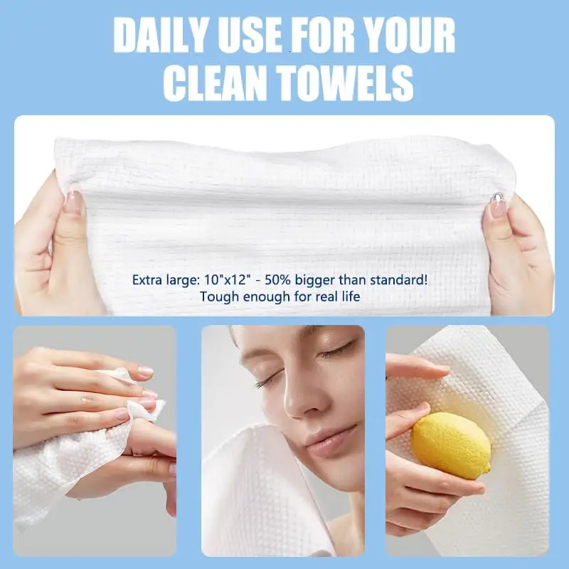 Disposable Face Towels 1012 Makeup Remover and Clean Soft and Thick Dry Wipes Facial Tissue XL Towelettes 50 Count 250929