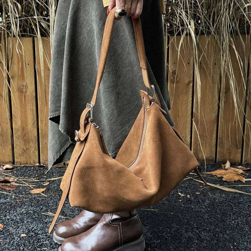 Autumn Winter Fashion Women's Shoulder Crossbody Designer Brand Ladies Soft Suede Cow Leather High Quality Bag New