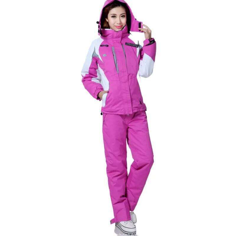 Suit Women Winter Thicken Ski Wear Waterproof Sportwear Snowboard Set Strap Pants Snow Jacket And Pant